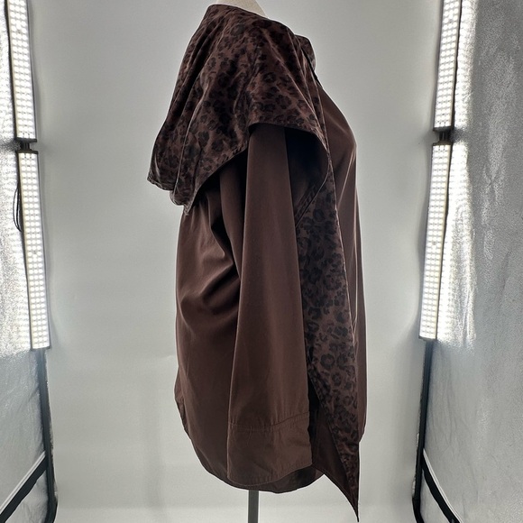 Sackables Reversible Leopard Print Raincoat M chocolate brown 80s 90s packable - Picture 5 of 16